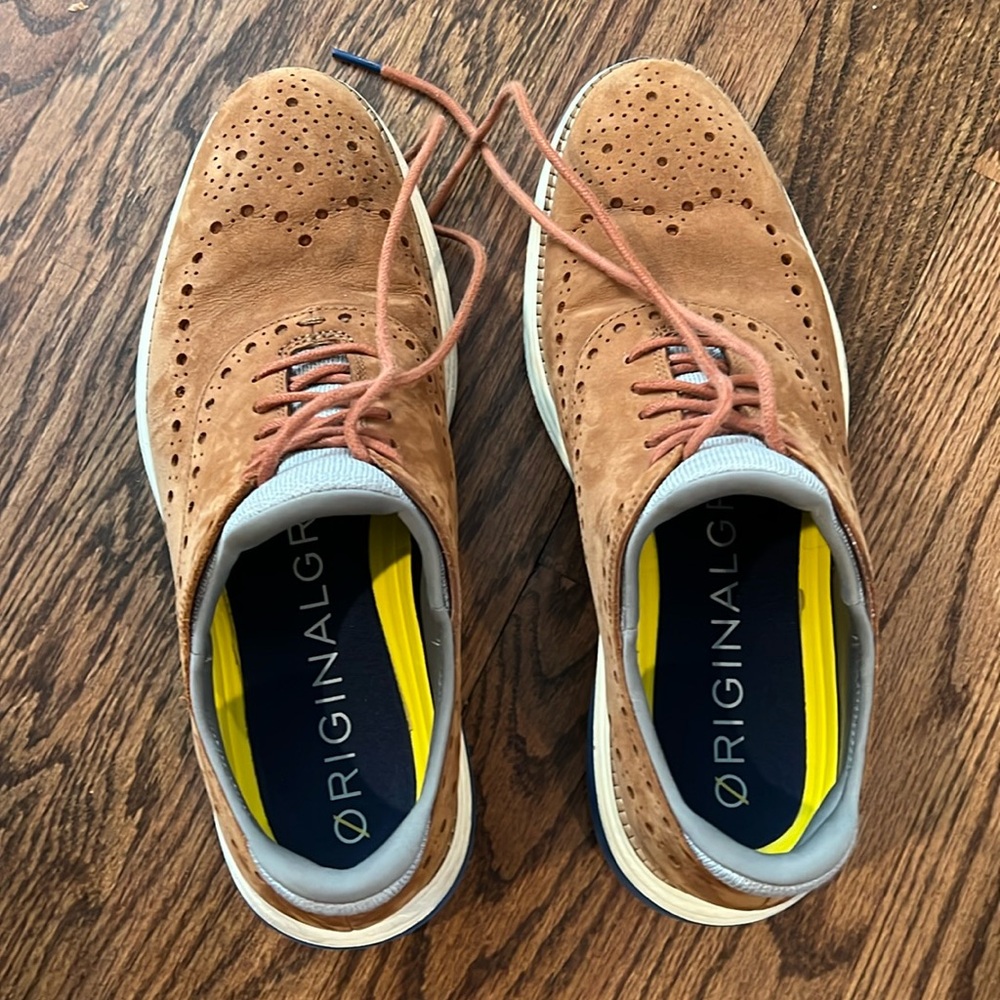 Cole-Haan British Tan Brown Nubuck OriginalGrand Ultra Wingtip Oxford Men's 8.5
